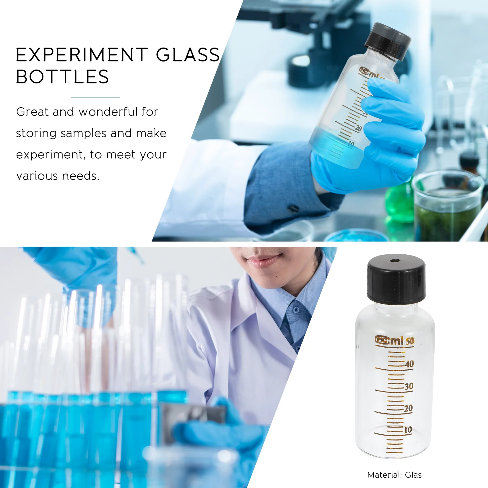 

2Pcs Top Space Vials Clear Glass Leak-Proof Sample Bottles Scientific Liquid Storage Sample Vials with Caps