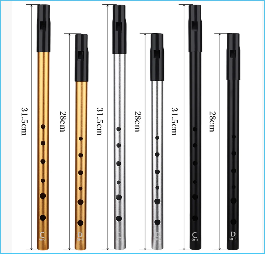 Authentic Irish Whistle Flute C/D Key Tin Penny Whistle with 6 Holes Perfect Traditional Irish Music Musical Instrument