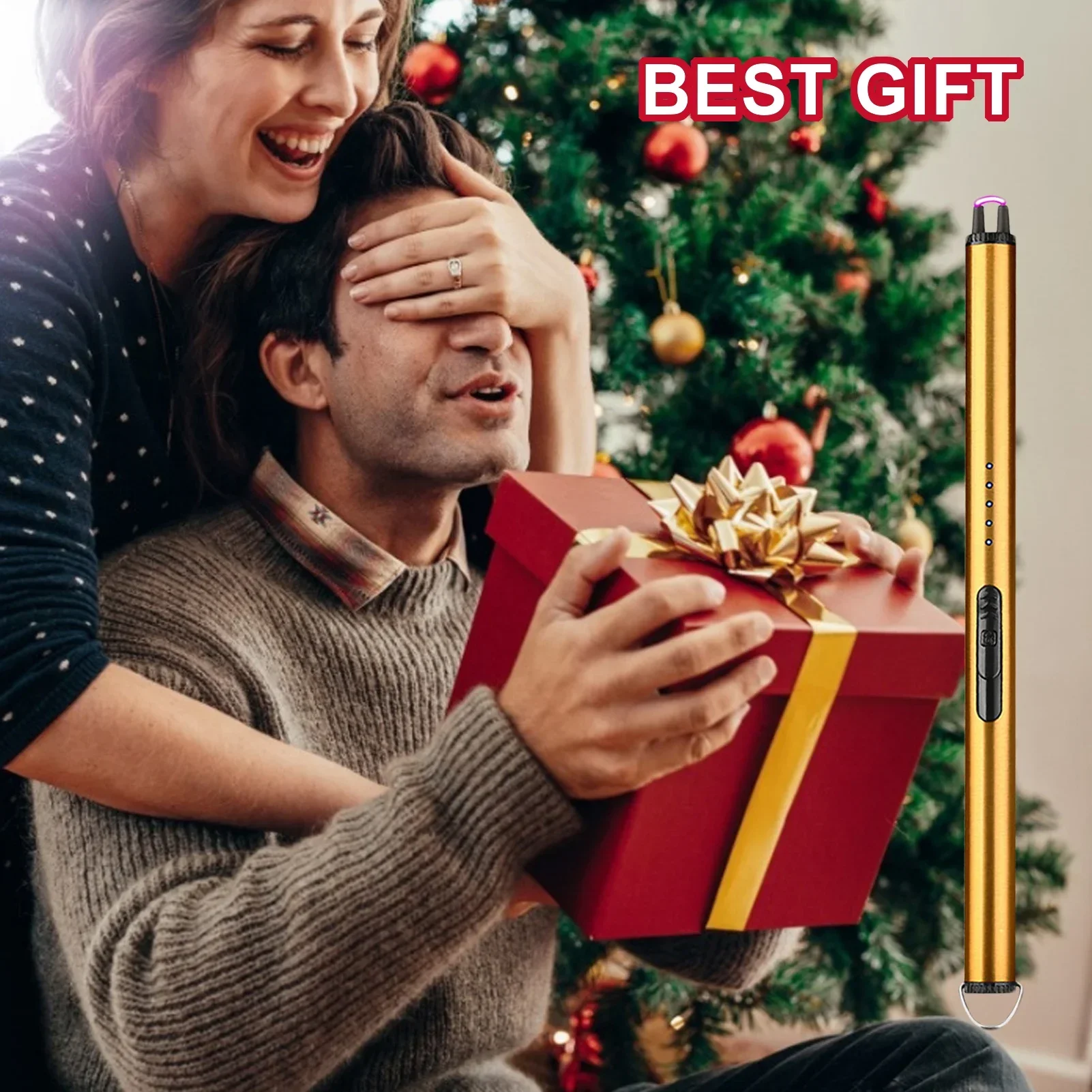 USB Electric Rechargeable Long Kitchen Lighter for Stovetop Windproof LED Plasma Arc Flameless Candle Unusual Lighter Gifts