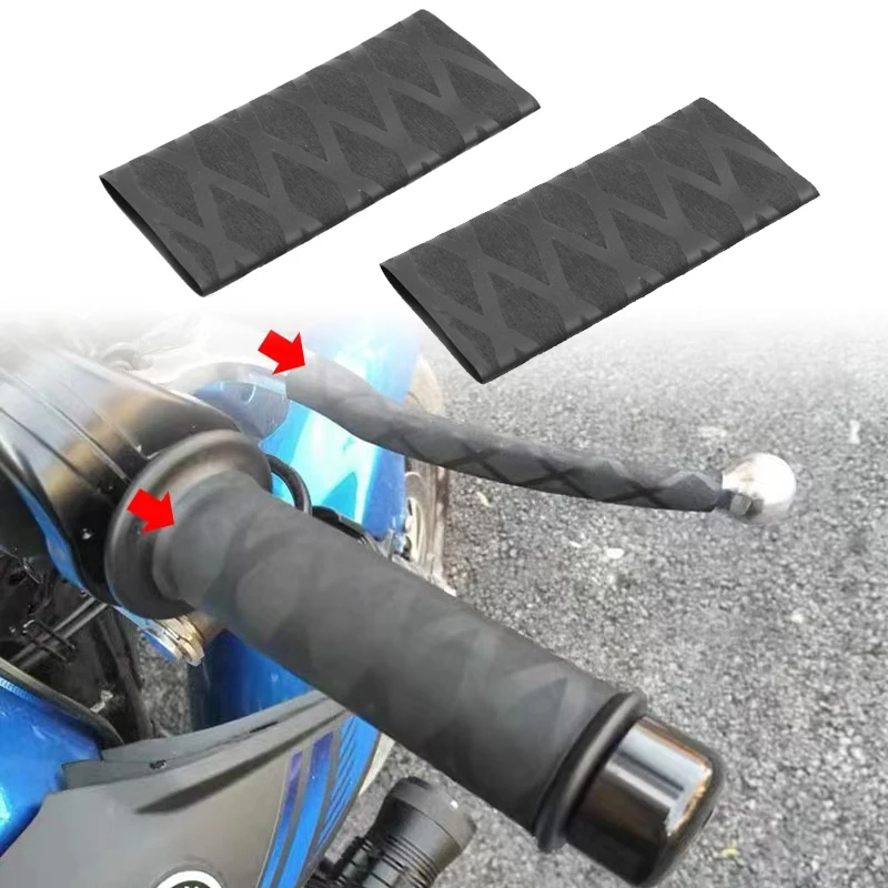 1 Pair Non-Slip Rubber Grip Gloves - Universal Heat Shrinkable Handle Covers For Motorcycle And Bike Handlebars