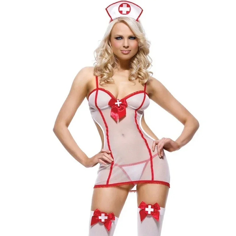 Porno Suit Women Sexy Lingerie Nurse Uniform Cosplay Costumes Bra with Panties and Headband Exotic Set Babydoll