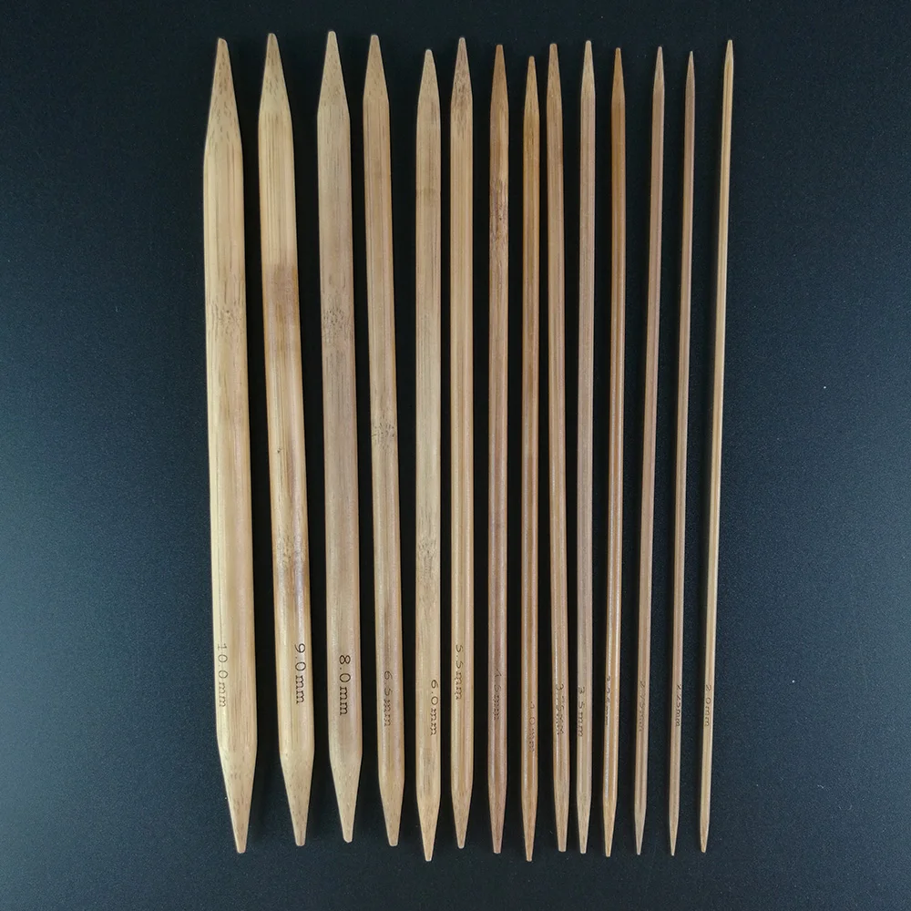 75Pcs 15 Sizes 2mm-10mm 20cm Double Pointed Carbonized Bamboo Knitting Needles Crochet Hooks Weave Needles Tools Sewing Supplies