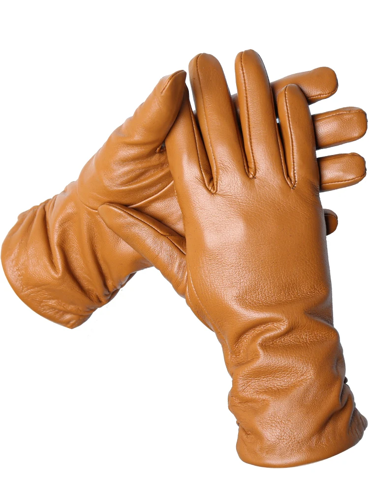 Simple texture women\'s leather gloves,Warm sheepskin women\'s gloves,Thin drive women\'s winter gloves-2227