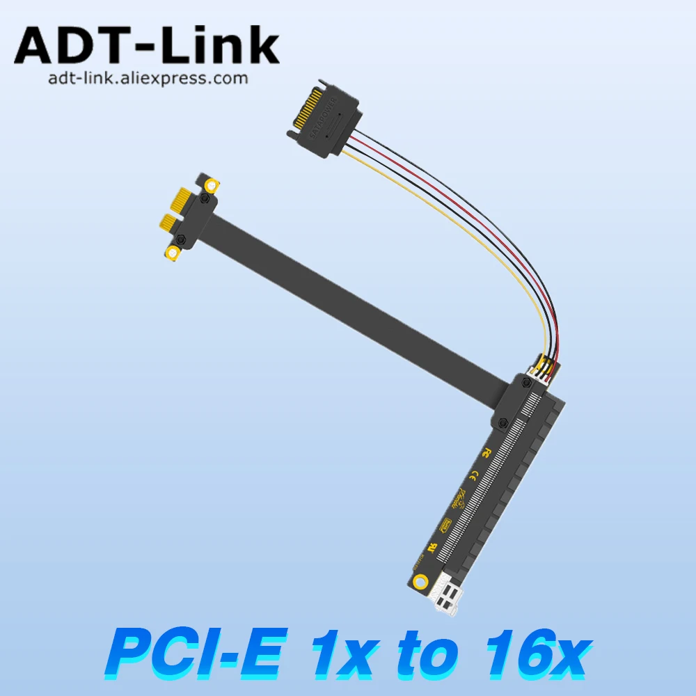 

PCIe 1x to 16x Display Card Extension Cable No Power Supply Required PCI-E 3.0 Adapter with SATA Connector