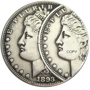 US 1893S Morgan Dollar Dua Wajah Kesalahan Koin Salinan Berlapis Perak 8 koin morgan dollar penjualan terbaik - №