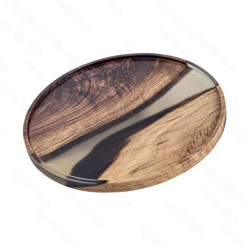 Black walnut resin tea tray wooden rectangular household fruit solid wood small tea table wooden