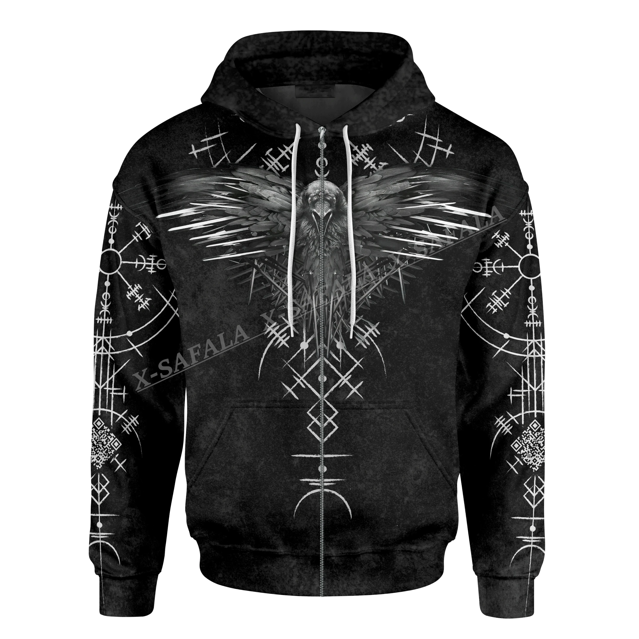 Symbol Munin Hugin Odin Raven Tattoo Pattern 3D Printed Hoodie Men Pullover Sweatshirt Jersey  Jumper High Quality BREATHABLE