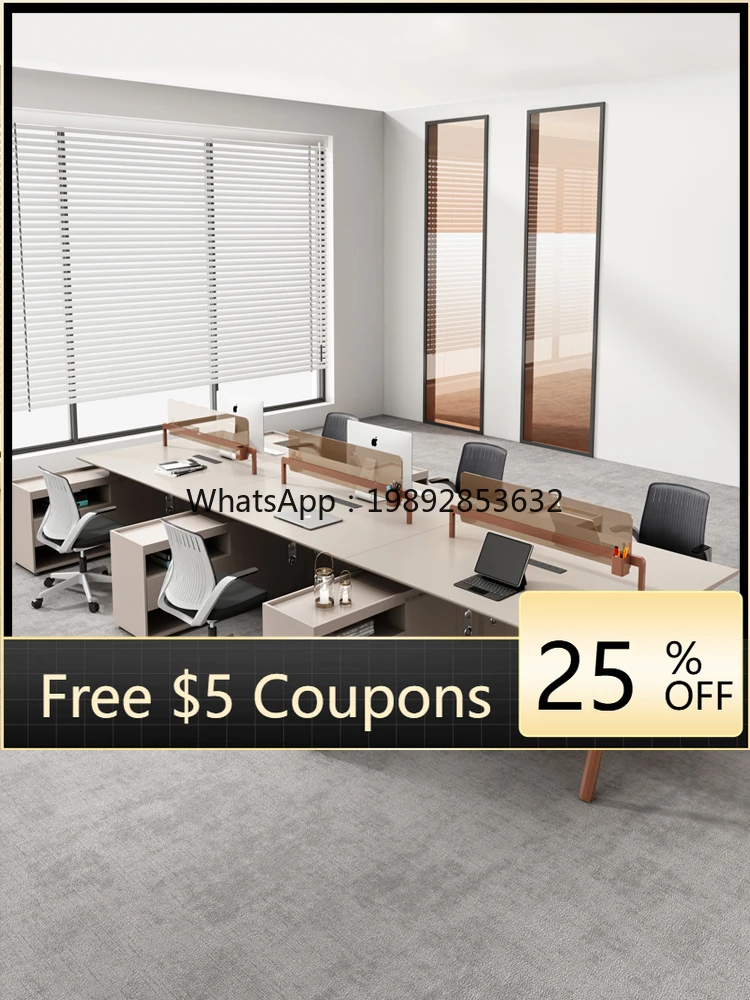 

YFY Office Desk and Chair Set with Partition, Four-Person Modern Simple Office Furniture for Employees