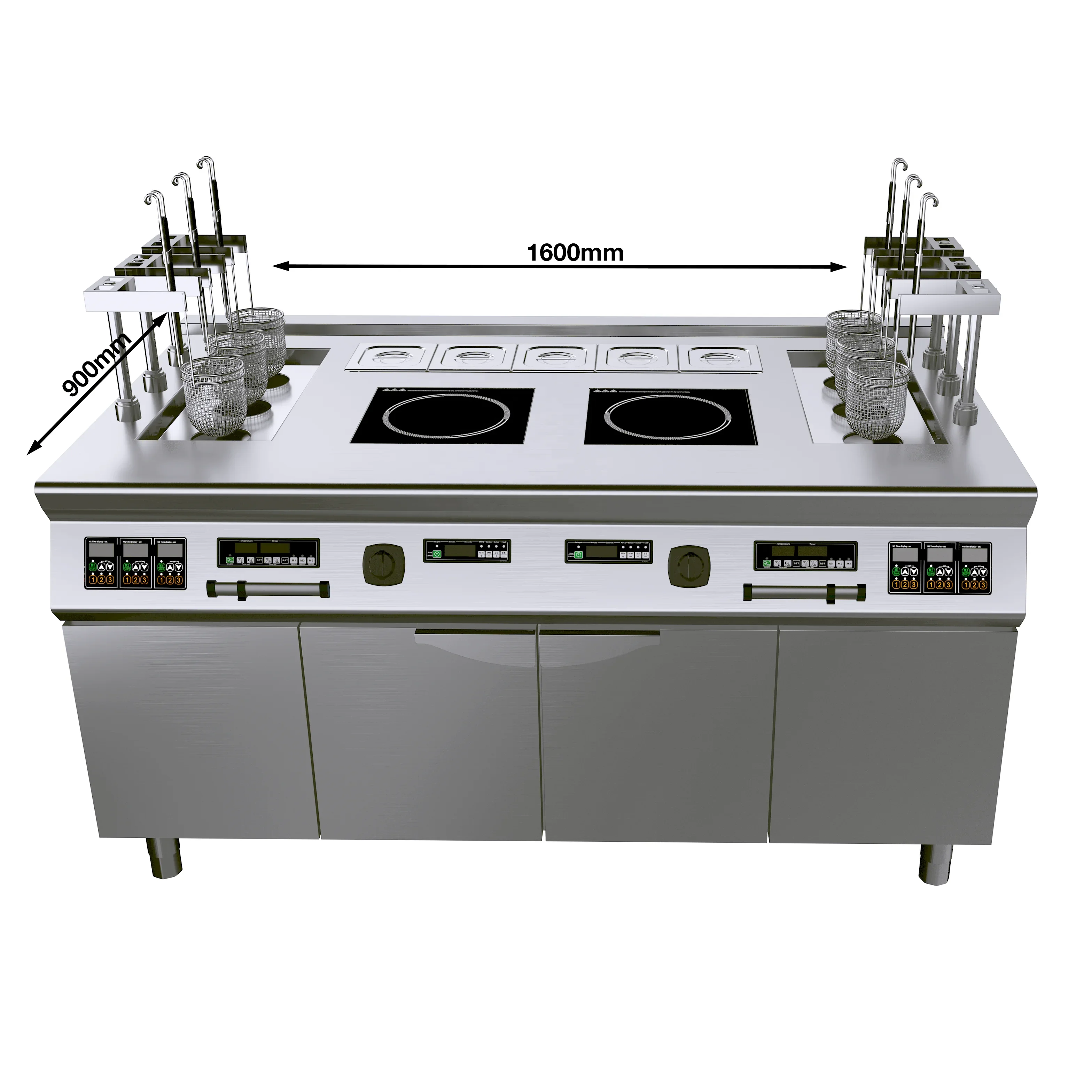 Commercial Automatic Lift-Up Pasta Chinese Gas Noodle Cooker With Cabinet 6 Basket Lift Up Pasta Boiler Instant Noodle Cooker