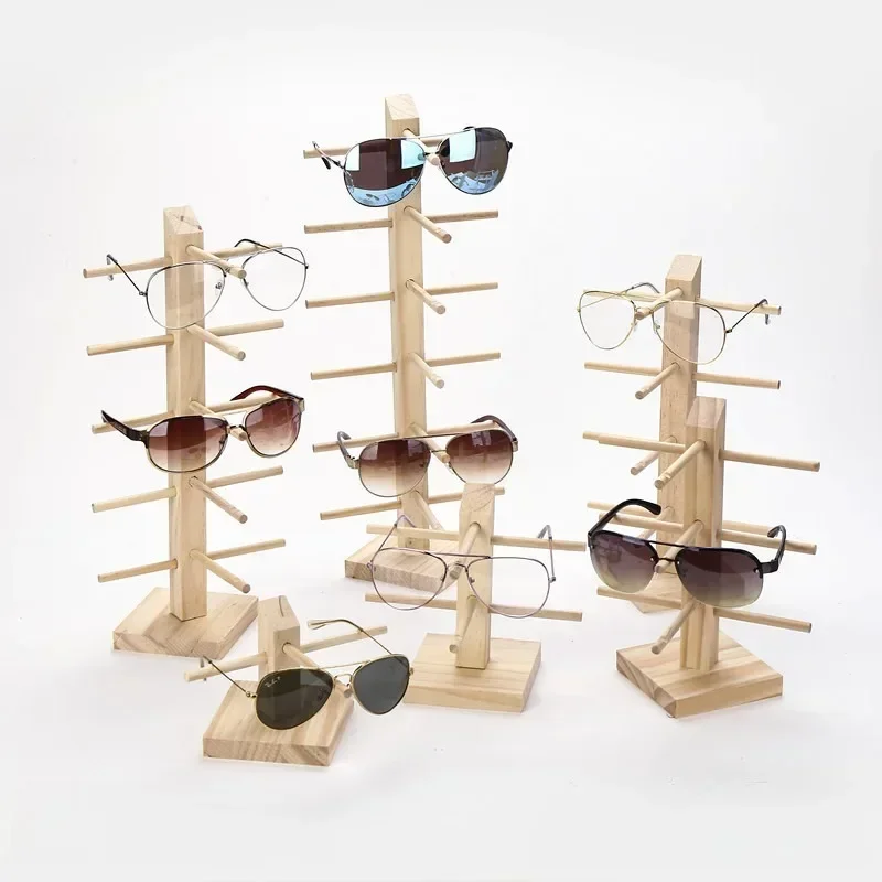 Multi Layers Wood Sunglass Display Racks Shelf Eyeglasses Show Stand Jewelry Holder For Multi Pairs Glasses Showcase Women