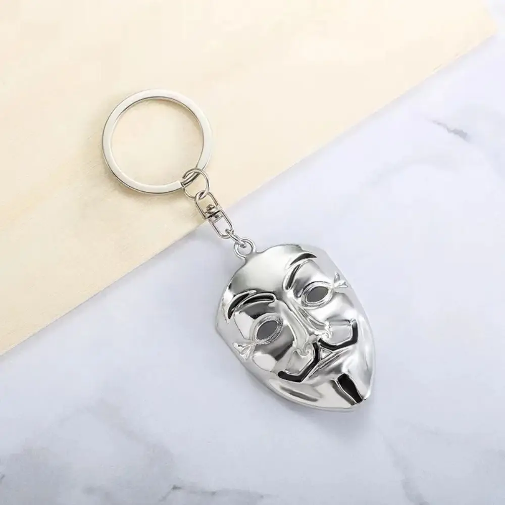 Funny Joker Mask Mask Key Chain Attachment Pendant Clown Keychain Silver Cool Car Key Accessories Men