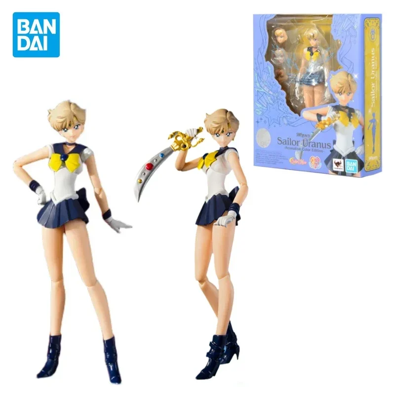 In Stock Original Bandai SHF Anime Figure Sailor Moon Tenoh Haruka Uranus Animation Color Anime Action Figure Model Toys Gifts