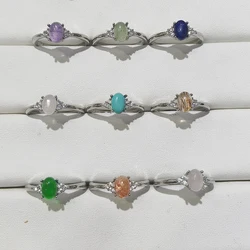 1pc100% natural gemstone amethyst adjustable ring copper-plated silver ring for women men jewelry gift