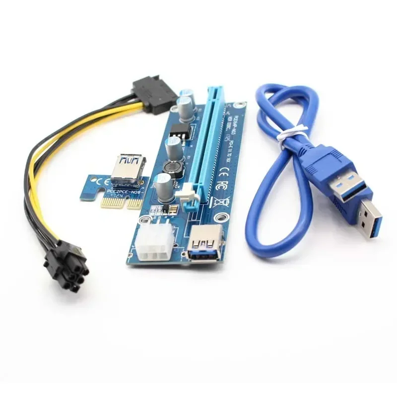 

BTC Mining Riser Adapter Card with PCIe PCI Express, USB 3.0 Extension Cable and SATA Power Cable