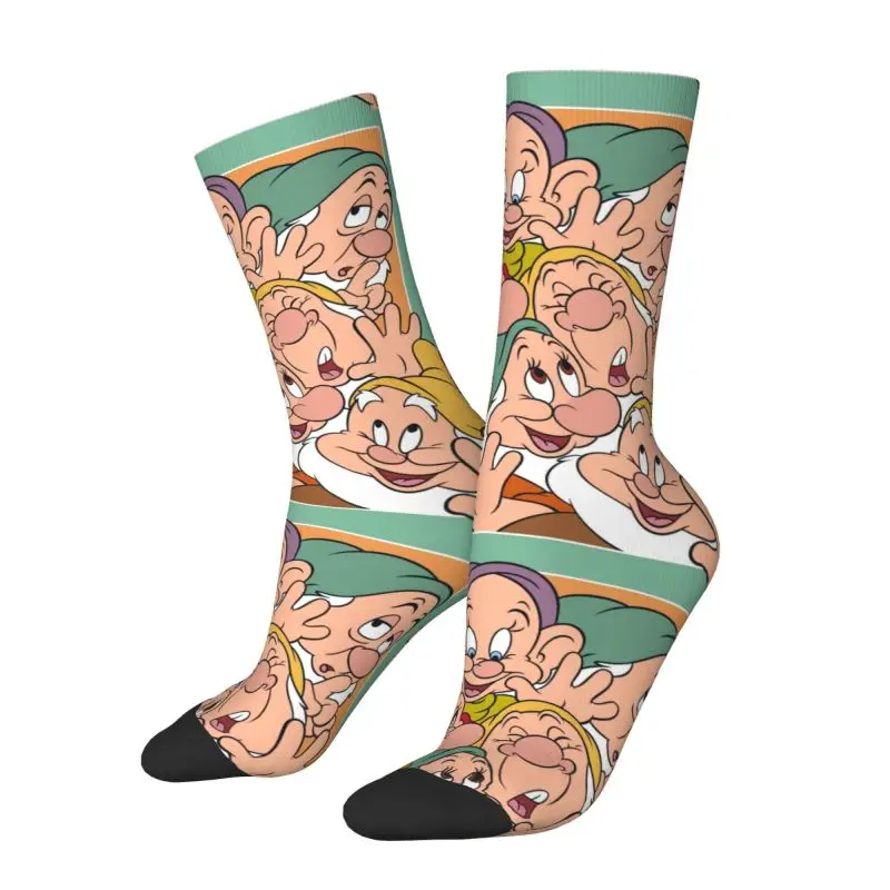 Custom Cute Mens Snow White And The Seven Dwarfs Dress Socks Unisex Warm Breathbale 3D Print Funny Cartoon Crew Socks