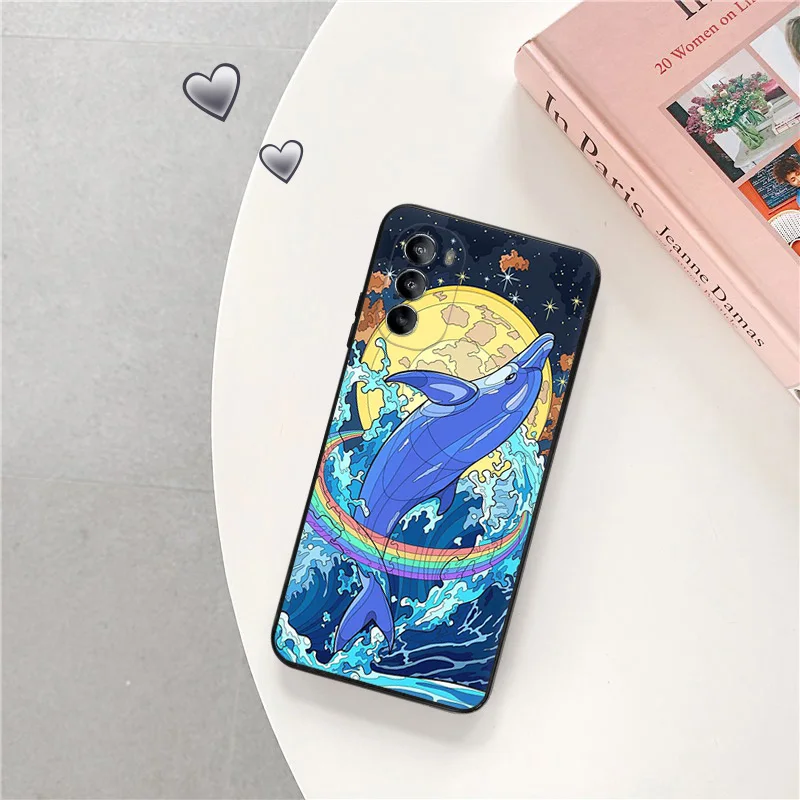 Phone Case For Motorola G71 G73 G72 G53 G52 G32 G22 G60 G51 G50 G31 G30 G9 Hourglass Phoenix Dragon Black Soft Protective Cover