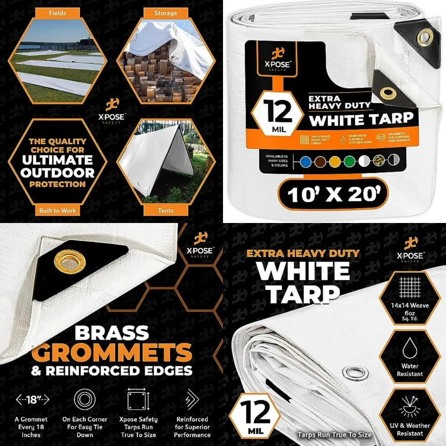 Heavy Duty Poly Tarp 10' X 20' - Multipurpose Protective Cover - Durable, Waterproof, Weather Proof, Rip and Tear Resist - Extr