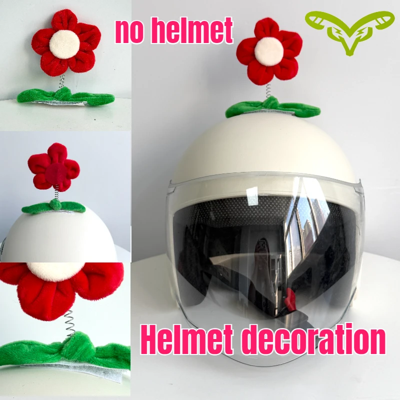 Helmet Decoration Electric Bike Motorcycle Helmet Universal Small Red Flower Knitted Flower Cute Decorative Accessories