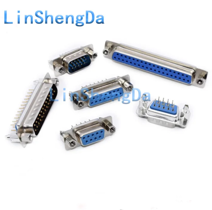 10PCS DP9 needle riveted harpoon DB9/15/25/37 male and female straight foot welding plate serial port socket RS232 COM port