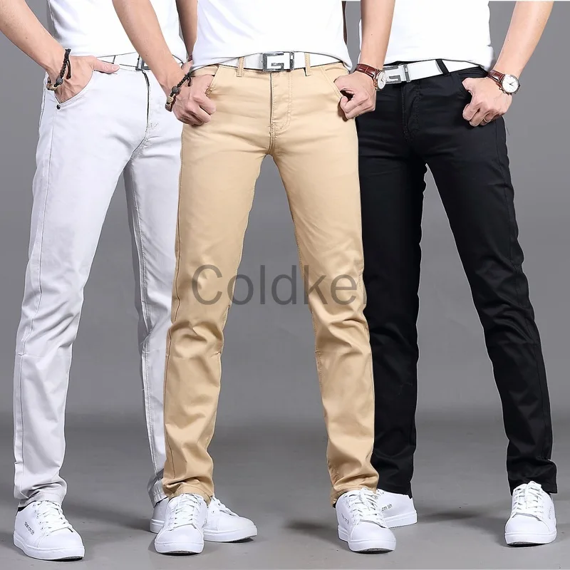 

New Cotton Blend Men Korean Pants 2022 Spring Summer Mens Pants Mid-waist Straight Casual Solid Pants Streetwear Men Clothing