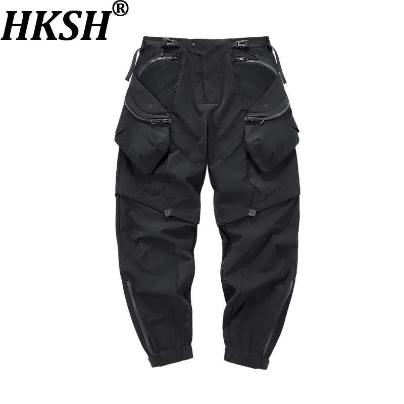 

HKSH деконструированные лоскутные брюки-карго Techwear мужские темные уличные карманы на молнии спортивные повседневные брюки для бега HK11905