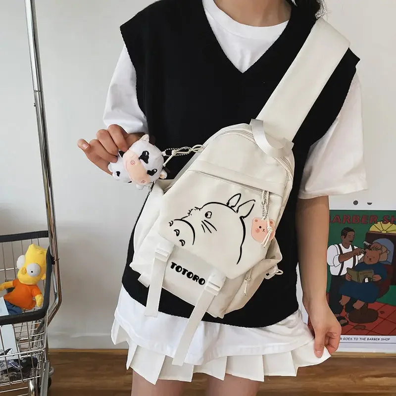 Totoro cartoon anime diagonal cross bag casual men and women college students shoulder bag fashionable chest bag gift