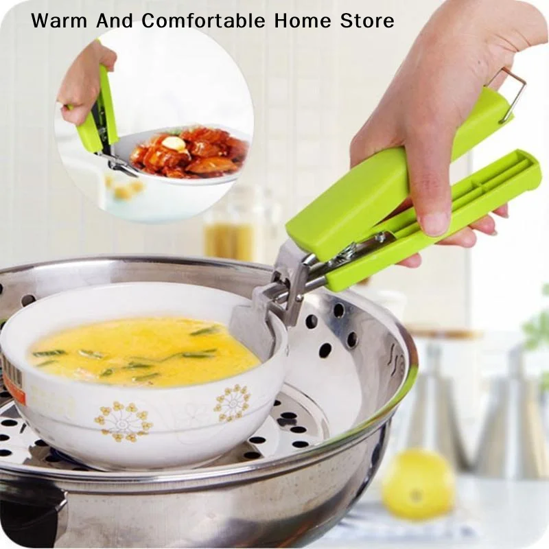 【W】Stainless Steel Hot Bowl Gripper Non Slip Heat Resistant Handle For Kitchen Cooking Lifting Hot Dishes Safely