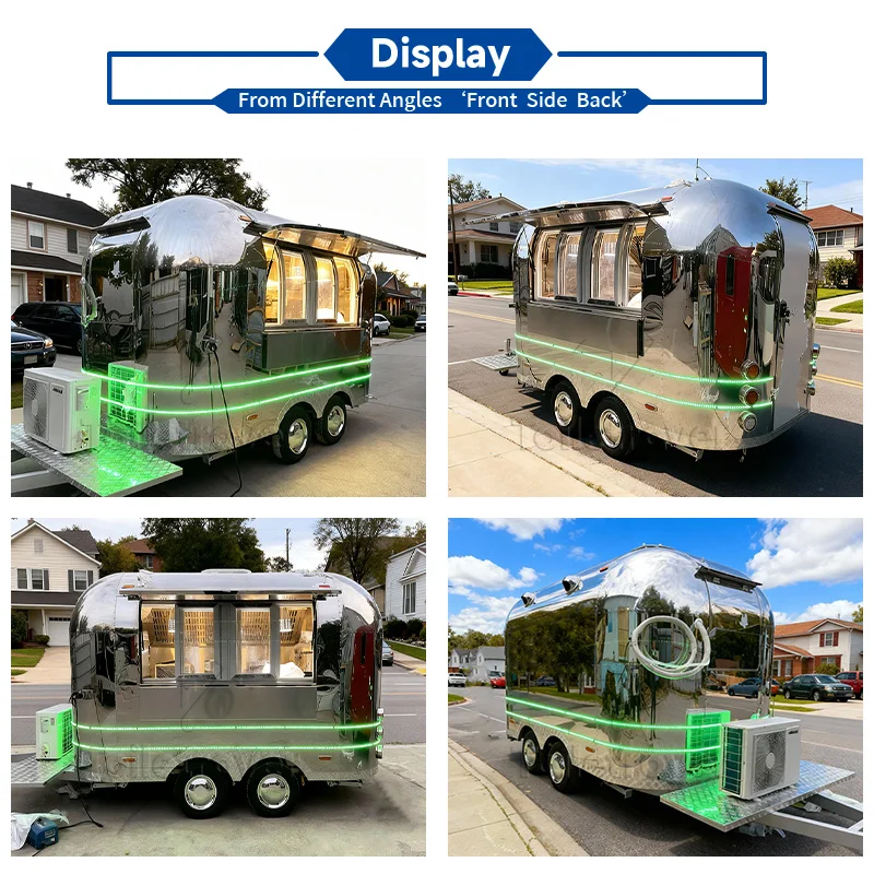 Outdoor Commercial Food Cart Hot Dog Churros Burger Food Trailer Pizza Truck Food Argentina Food Trailer with Full Kitchen