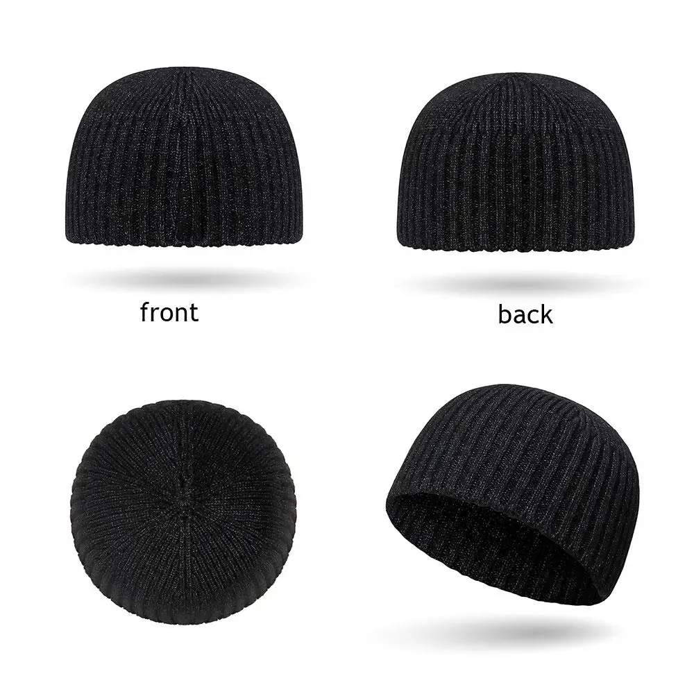 مرونة البطيخ قبعة قبعة الرياضة في الهواء الطلق يندبروف التزلج قبعة محبوك Brimless قبعة خمر بلون الحياكة الغزل قبة قبعة #5