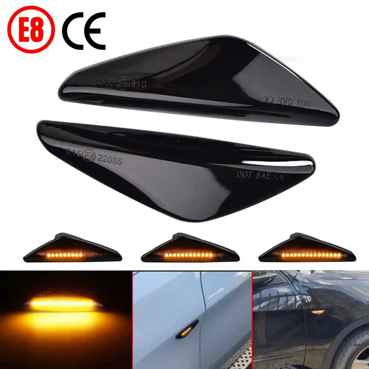 

Светодиодные передние боковые габаритные огни, указатели поворота, поворотники для BMW X3 F25, X5 E70, X6 E71, E72 63137171008, 63137171007