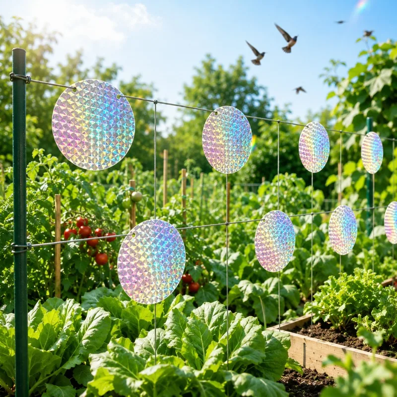 20/40pcs Round Adhesive Bird Repellent Tape Color Reflective Laser Film Anti-bird Farm Vegetable Garden Balcony Bird Repellent