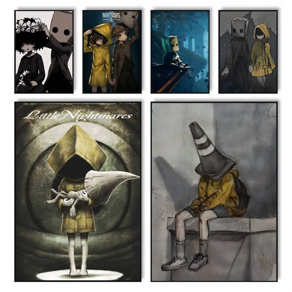 Game L-Little Nightmares Anime Poster Waterproof Wall Art Sticker For Bar Vintage Room Decor High Quality Print Gift