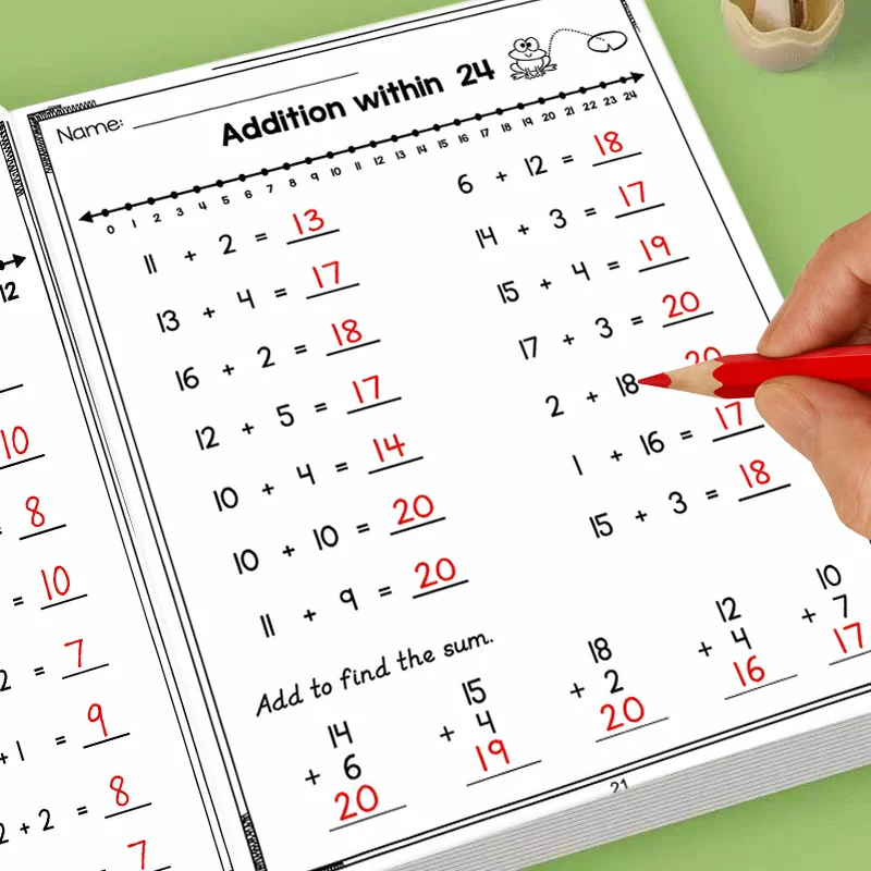 Missing Addends Math Workbook 32 Pages Number Line Addition Subtraction Practice Book Kindergarten Kids Math Activity Book ﻿