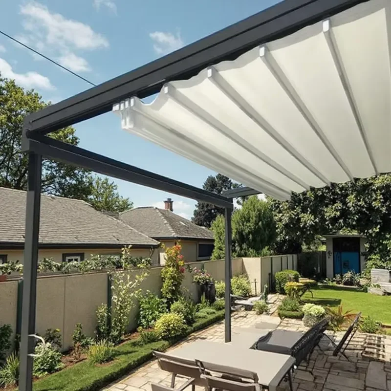 For Amas Customized Waterproof Gazebo Pergola Aluminum Outdoor Electric Retractable Metal Arbours Factory Wholesale