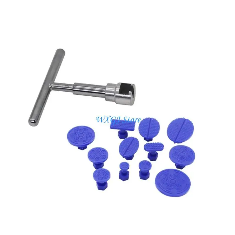 

37JE Efficient DIY Auto Dents Removal T Bar Tool And 12 Scratch Less Plastic Pullers