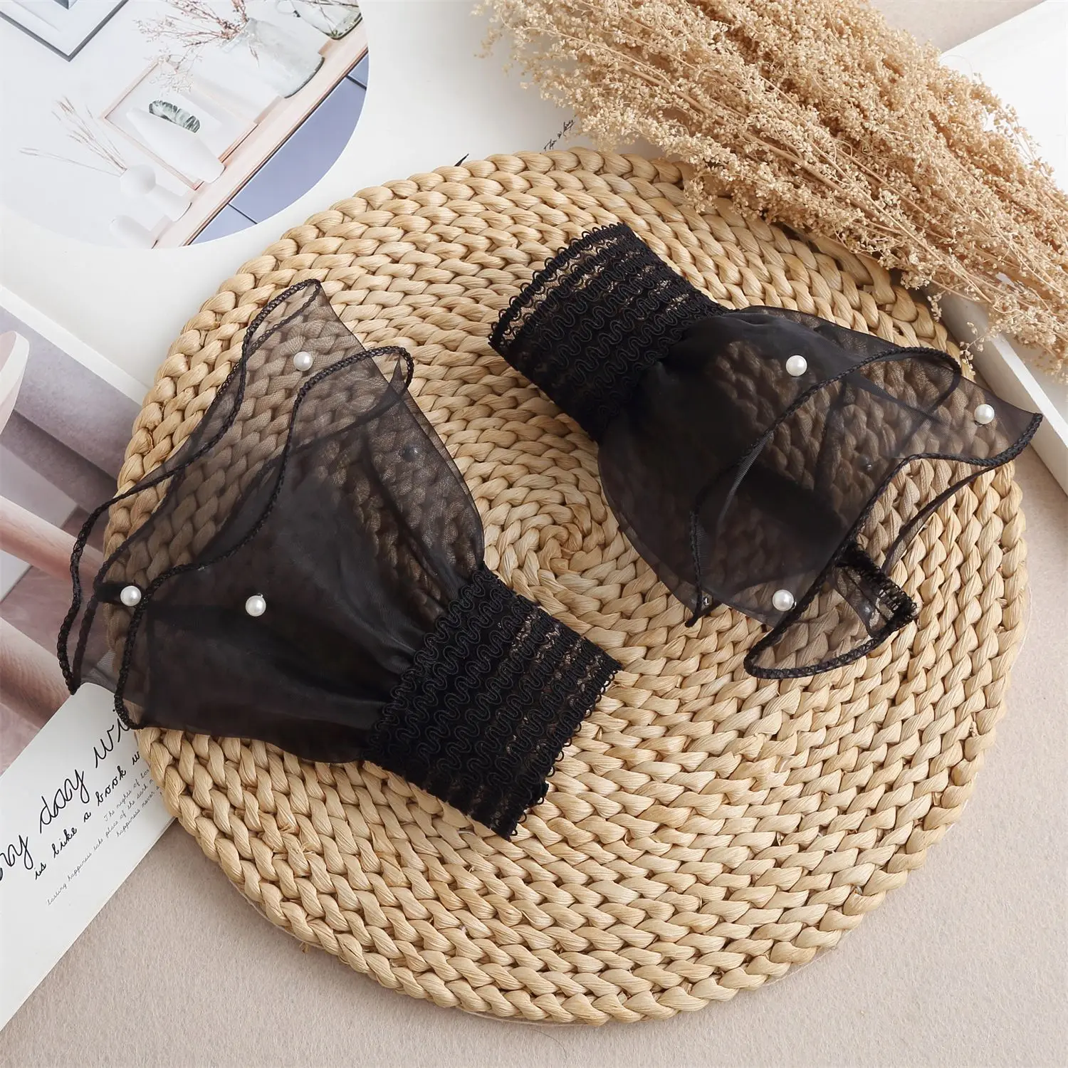 أكمام قابلة للفصل، إكسسوارات أكمام زفاف خفيفة الوزن، أصفاد شبكية من الدانتيل، أصفاد أنيقة من اللؤلؤ الصناعي لزي الزفاف #3