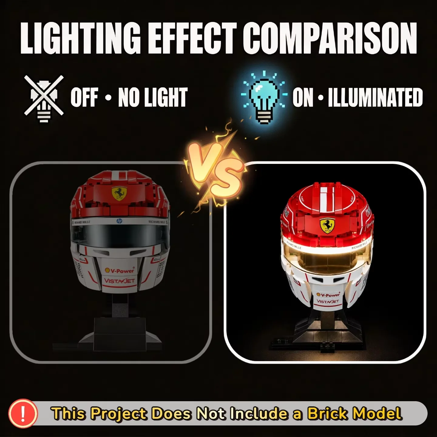 MAXCXT LED Light For LEGO 43014 Ferrari Charles Leclerc Helmet DIY Decorative Lamp Not Include Lego Building Blocks Set ﻿ - view 2