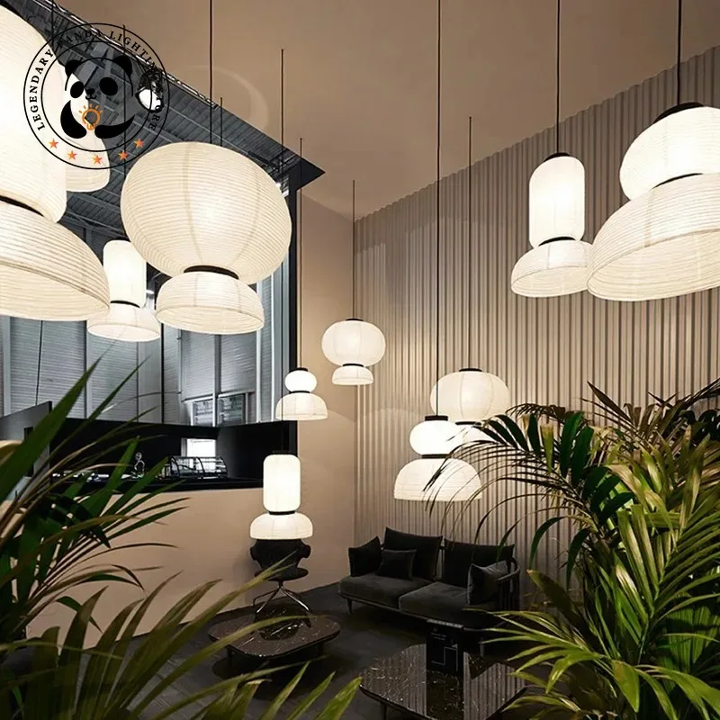 Projektant Wabi Sabi Retro lampa wisząca Papier ryżowy Żyrandol artystyczny Salon Sypialnia Restauracja LED Wystrój wnętrz Lampa wisząca