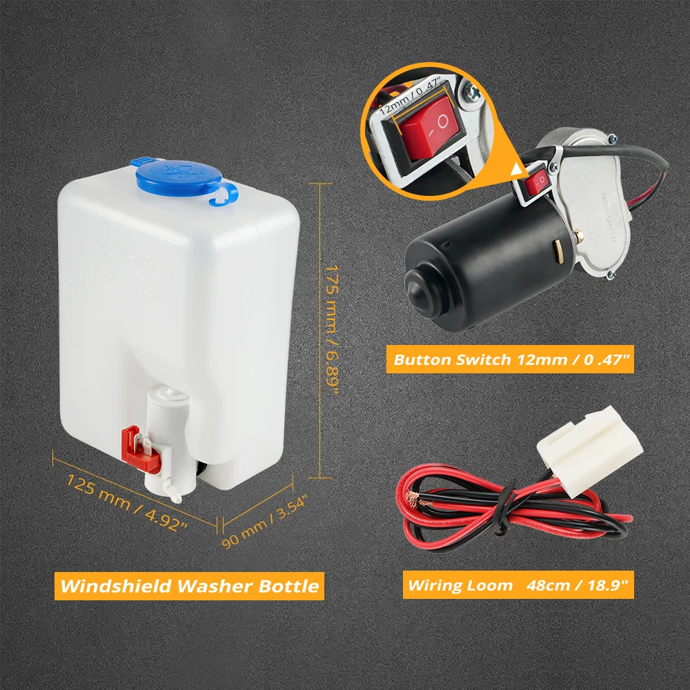 NICECNC For Can-Am Maverick X3 R Max 4x4 Turbo DPS 2017-2024 Electric Windshield Wiper + Windshield Washer Bottle Reservoir Tank