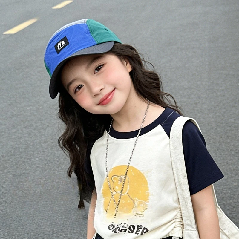 Sommerliche Eltern-Kind-Baseballkappe mit Farbblöcken, schnelltrocknend, atmungsaktiv, Sonnenschutz, Schirmmütze für Jungen und Mädchen, Outdoor-Reisen – Detail 5
