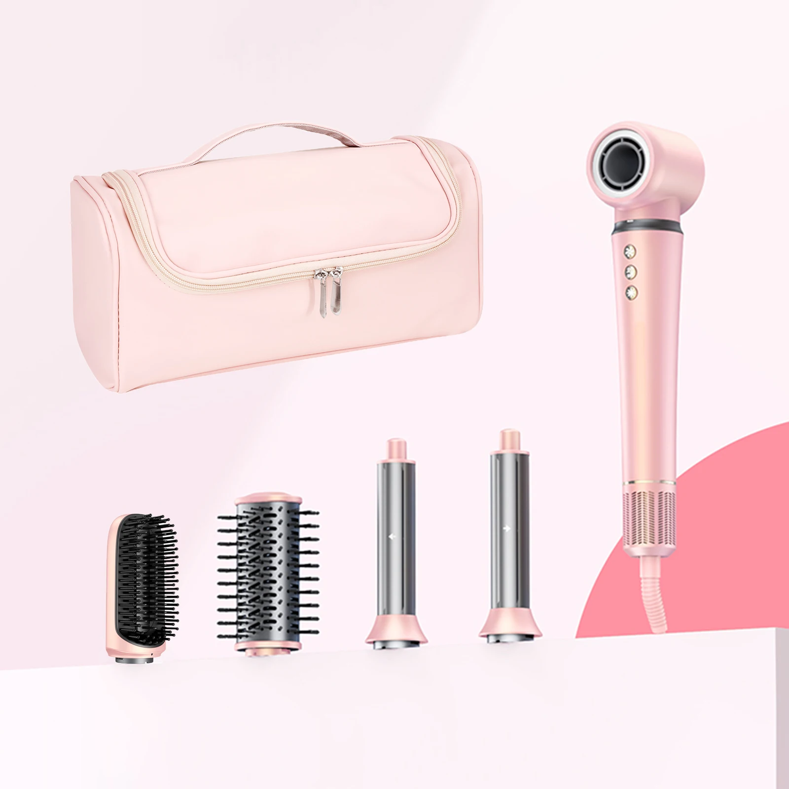 

Высокоскоростной фен 5 в 1, набор расчесок с горячим воздухом, щетка для волос, щипцы для завивки волос, инструмент для укладки выпрямителя волос для фена, подарочная коробка
