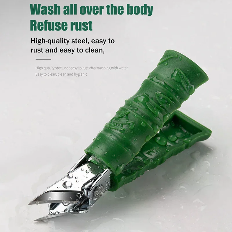 Langlebiger Nagelknipser mit schräger Kante, große Öffnung, spritzwassergeschützte Nageltrimmer, Nagelzange, grüne Bambusform, Haushaltsmaniküre-Werkzeuge