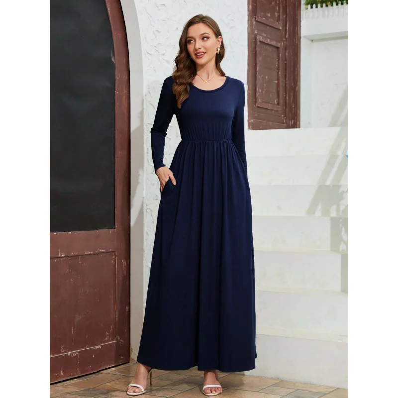

YQ1-Elegant Style Dress Autumn Winter High WaistAHigh-end Fashionable Elegant Long Dress