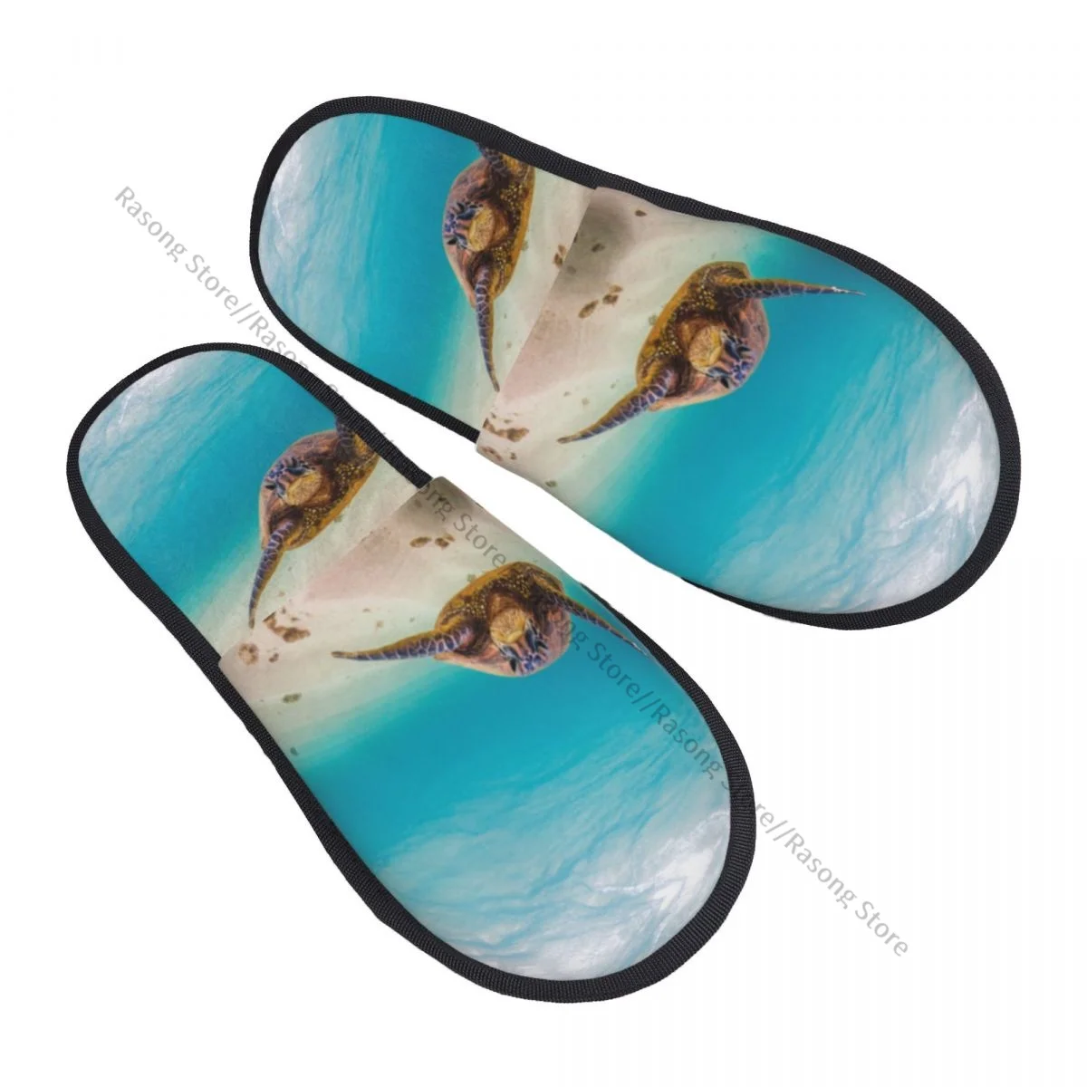 Plush Indoor Slippers Underwater Scuba Diving Sea Turtle Warm Soft Shoes Home Footwear Autumn Winter