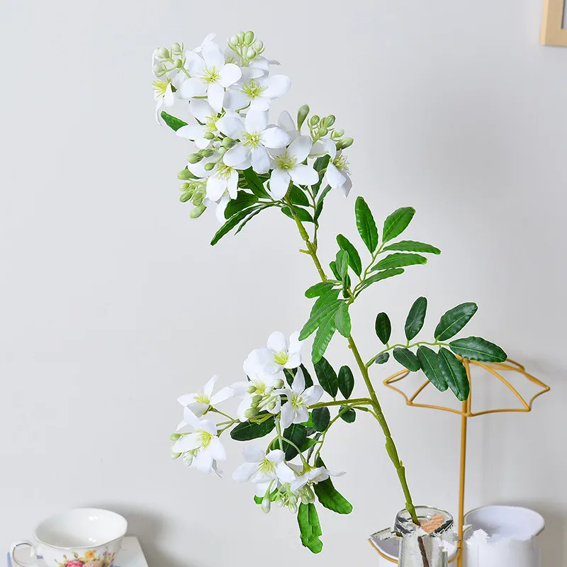 Weiße künstliche Fliederblumen, langer Zweig, Lilienblumenstrauß, modische Dekoration für Zuhause, Vase, Tisch, Garten, DIY, Hochzeit, Brautbankett, Dekoration