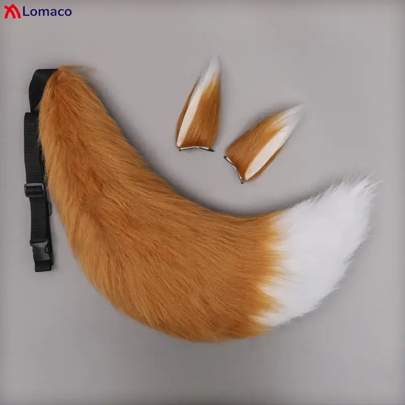 Oreilles de queue de renard en peluche Lolita pour femmes et filles, T64.avec ceinture, épingles à cheveux d'oreille de chat, accessoires de cosplay Anime, jouets, accessoires, sexy, charmant