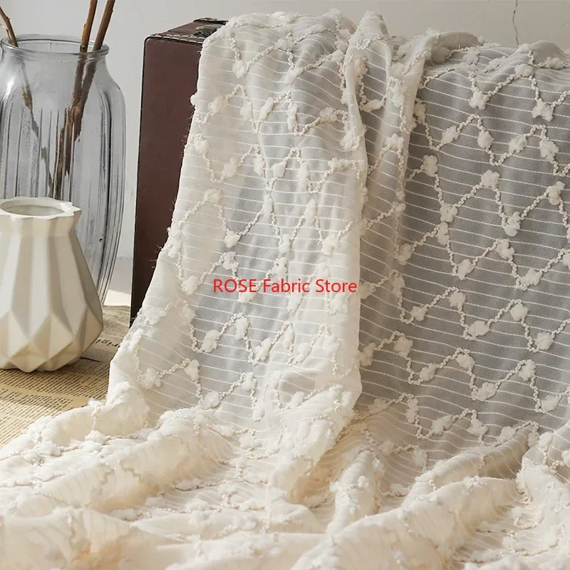 웨딩 드레스, 블라우스, 신부 가운을 위한 쉬폰 다이아몬드 격자 웨이브 자수 직물