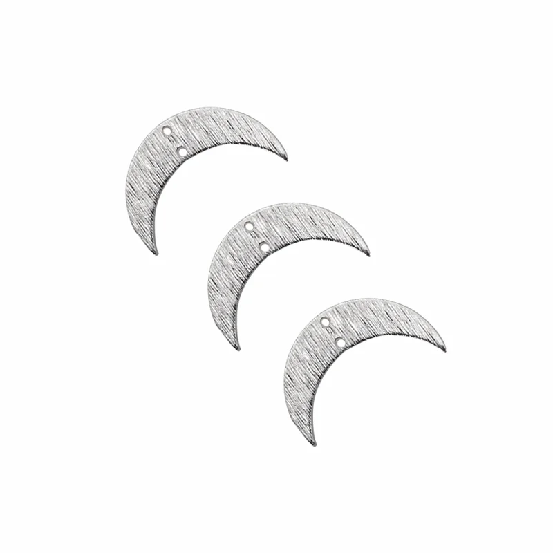 

10PCS Brass Sivler Plated Textured Crescent Moon Horns Charms Celestial Trinkets Charms for DIY Earring Jewelry Making Supplies