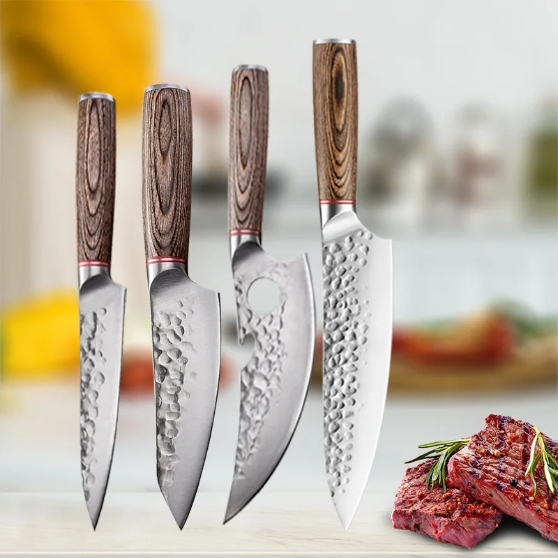 WXCOO Handmade Forged Boning Knife For Cooking Kitchen Knives Wooden Handle Butcher Fish Slicing Meat Cleaver