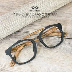 HDCRAFTER Square Wood Glasses Frame Man Myopia Computer Eyeglasses Prescription Optical Medical Graduation Spectacle Eyewear
